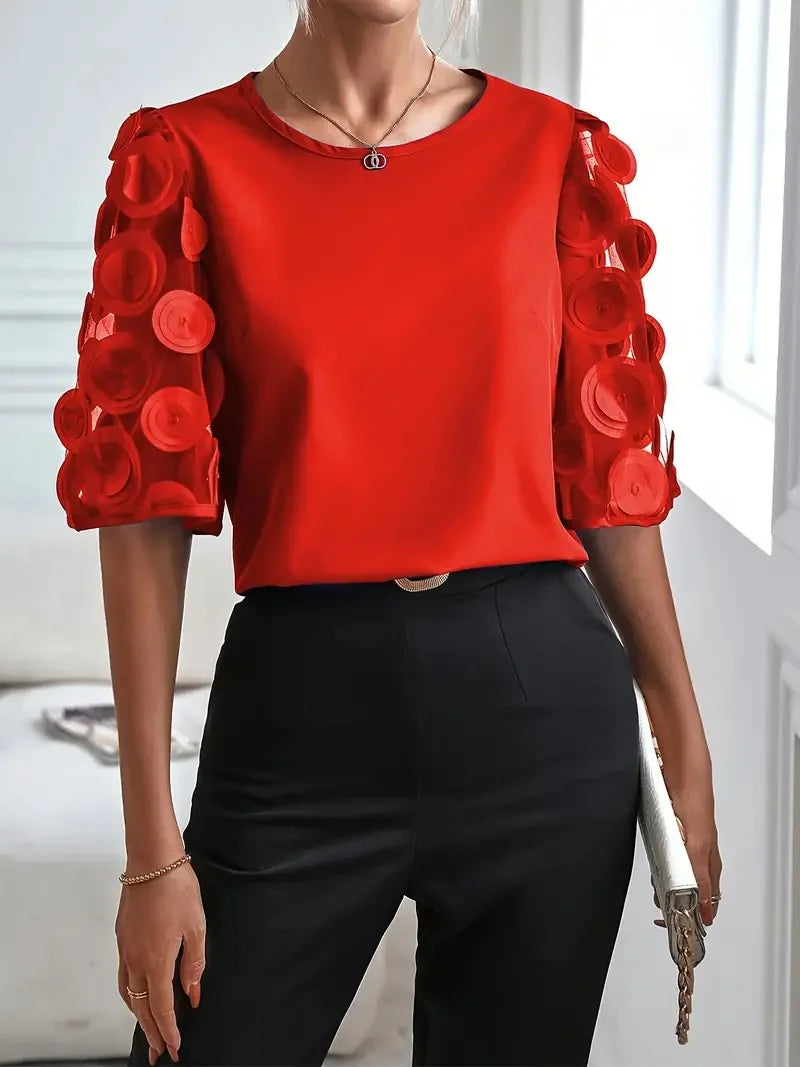 Blouse Dentelle & Mesh | Élégante & Légère | Transparence Raffinée