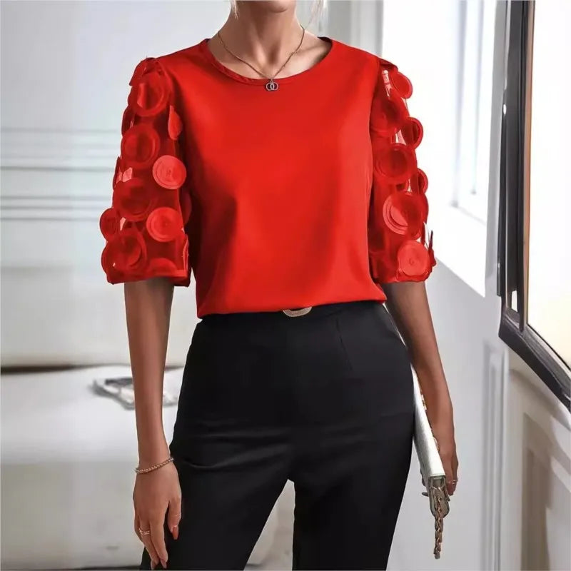 Blouse Dentelle & Mesh | Élégante & Légère | Transparence Raffinée