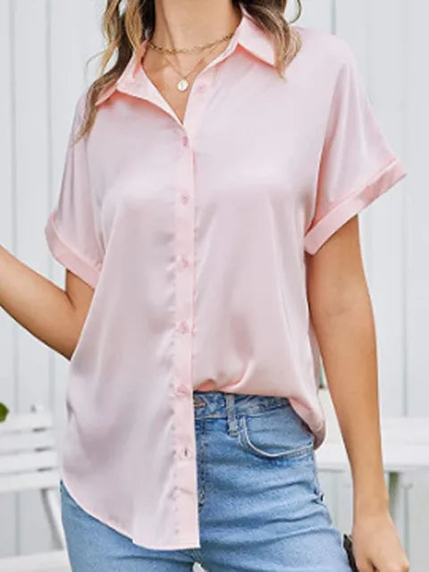 Blouse en Soie à Manches Courtes | Élégance & Légèreté | Confort Luxueux