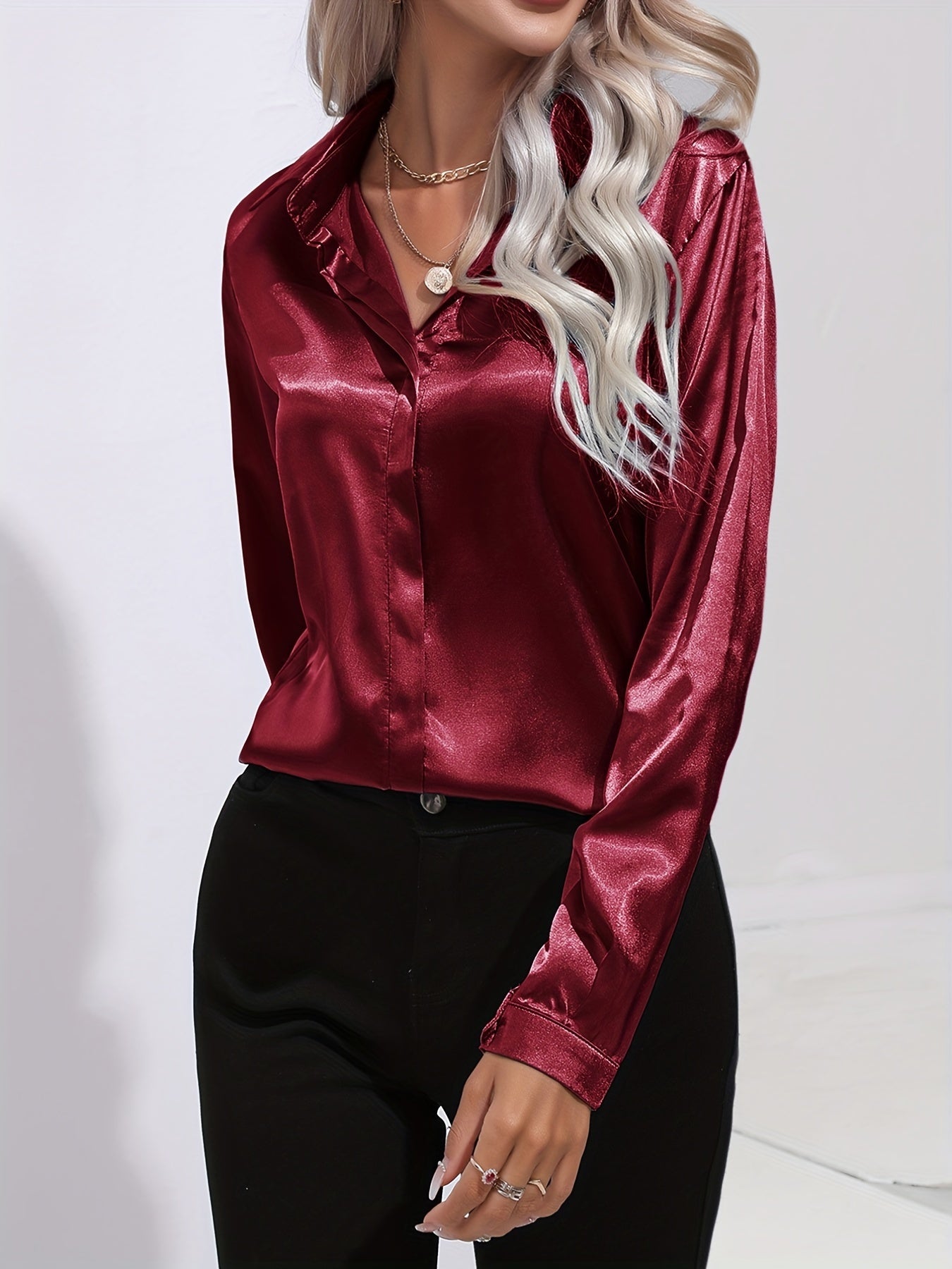 Blouse Satinée Décontractée | Élégance & Confort | Style Polyvalent