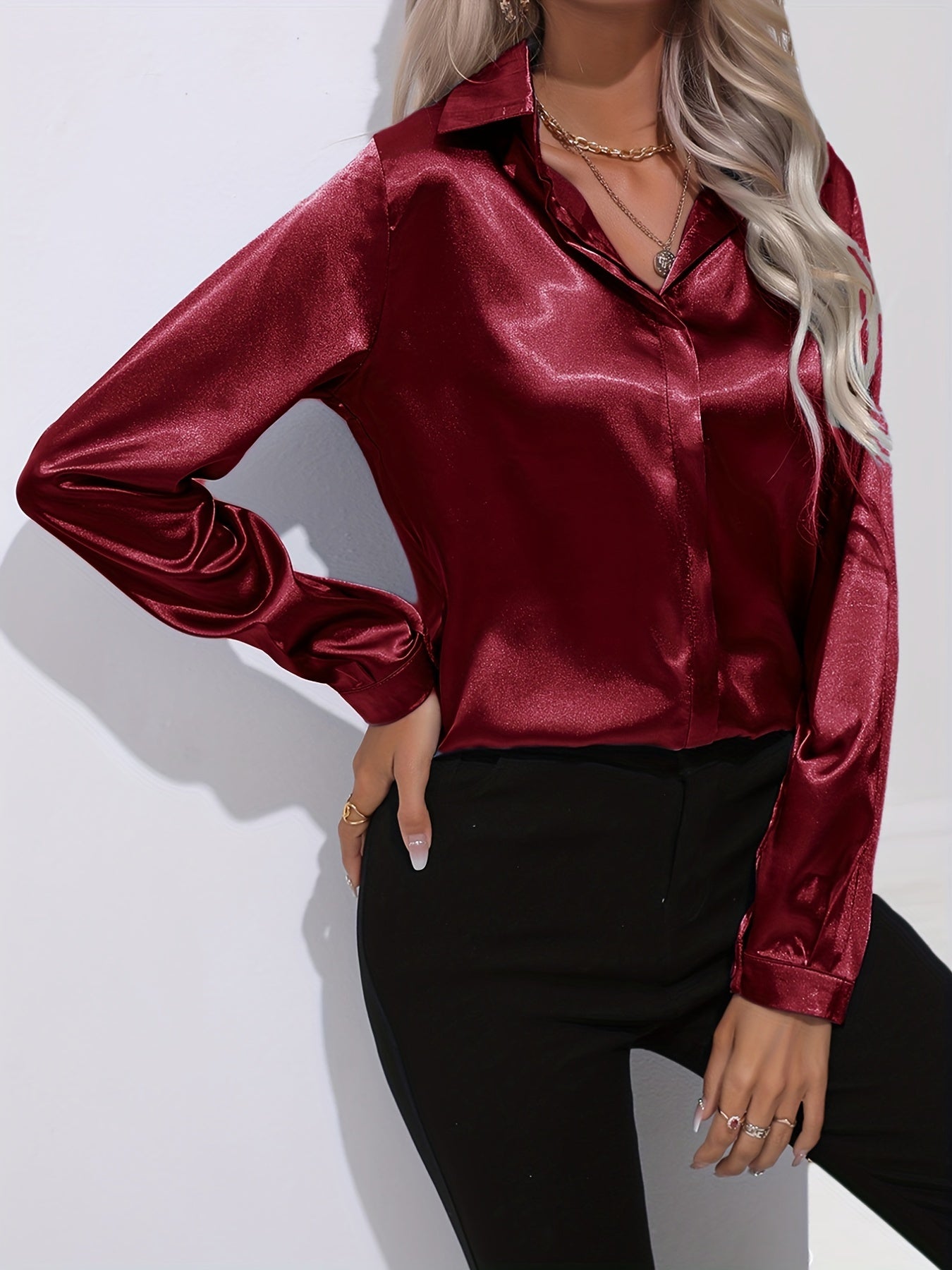 Blouse Satinée Décontractée | Élégance & Confort | Style Polyvalent
