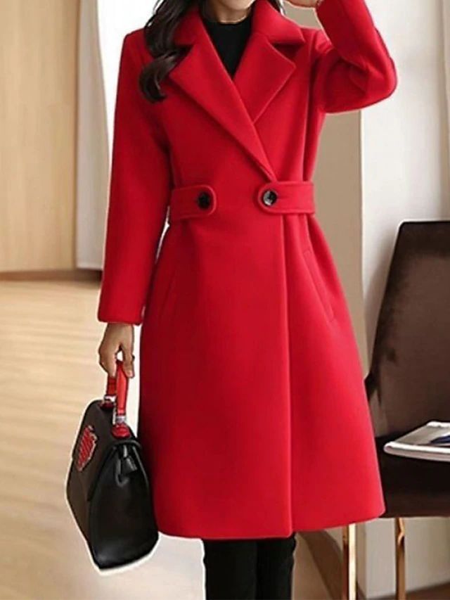 Sara | Manteau en Laine Ceinturé | Élégance & Chaleur