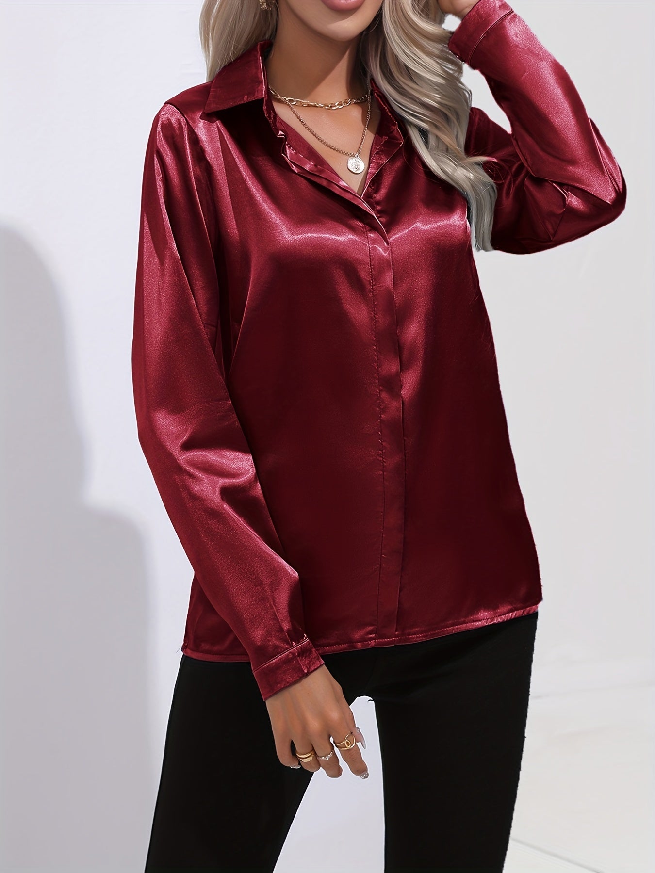 Blouse Satinée Décontractée | Élégance & Confort | Style Polyvalent