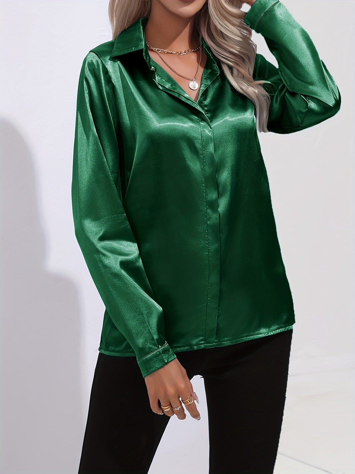 Blouse Satinée Décontractée | Élégance & Confort | Style Polyvalent