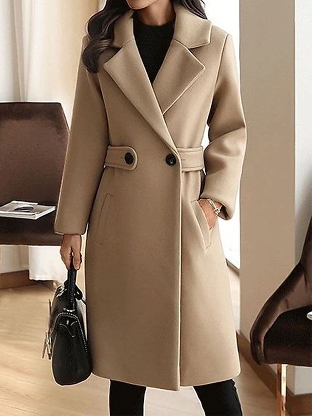 Sara | Manteau en Laine Ceinturé | Élégance & Chaleur