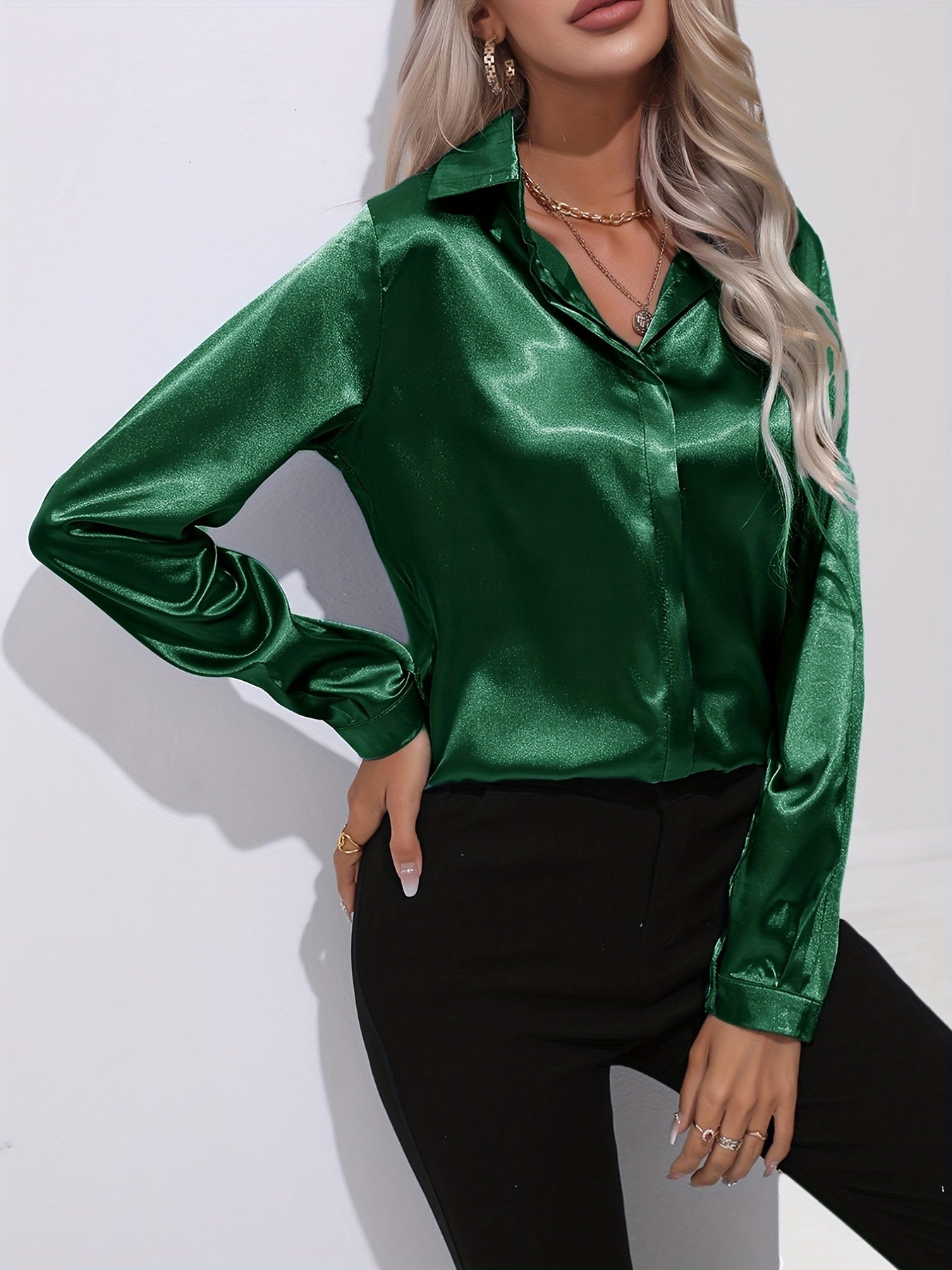 Blouse Satinée Décontractée | Élégance & Confort | Style Polyvalent