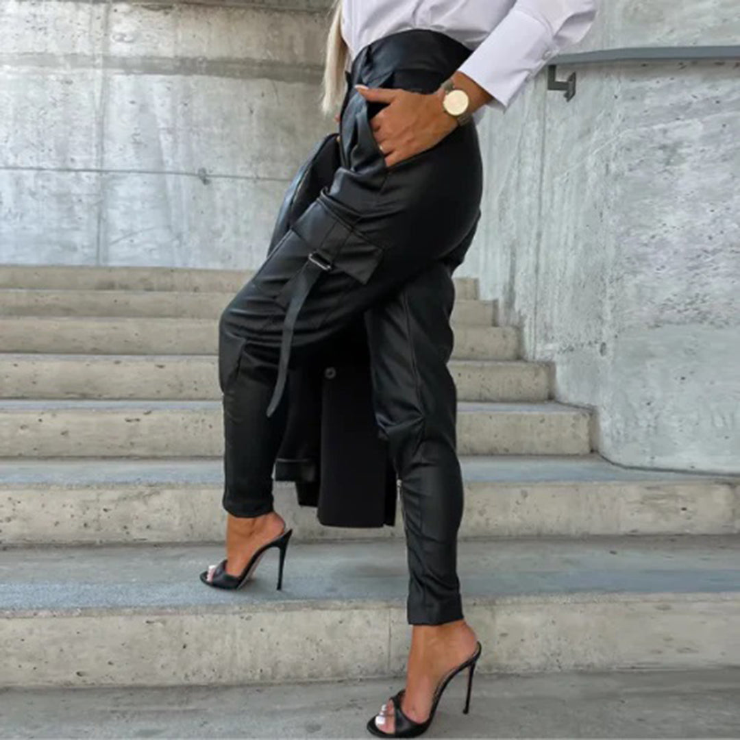 Pantalon en Cuir Taille Haute | Élégant & Polyvalent | Confort Chic