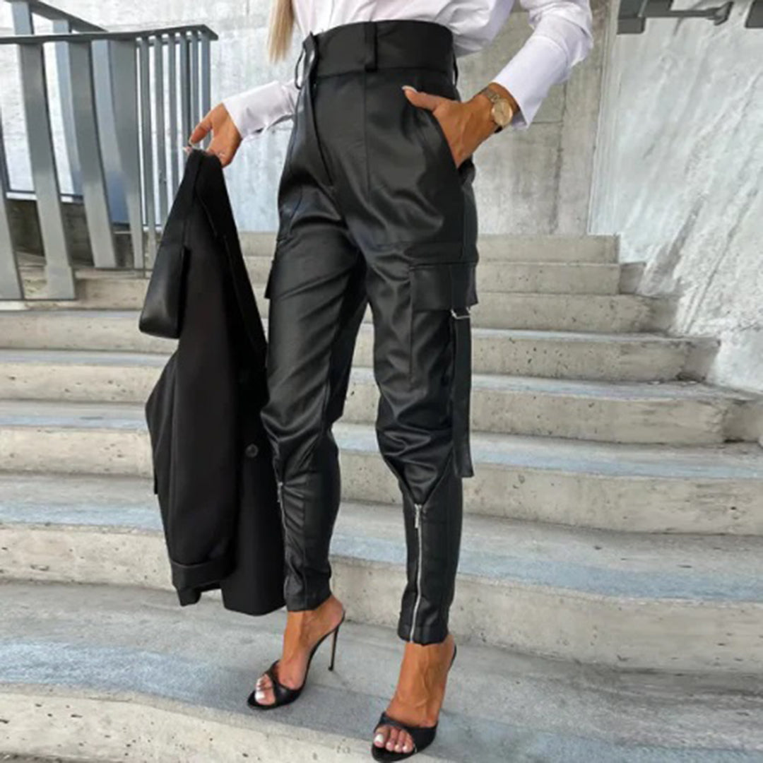 Pantalon en Cuir Taille Haute | Élégant & Polyvalent | Confort Chic