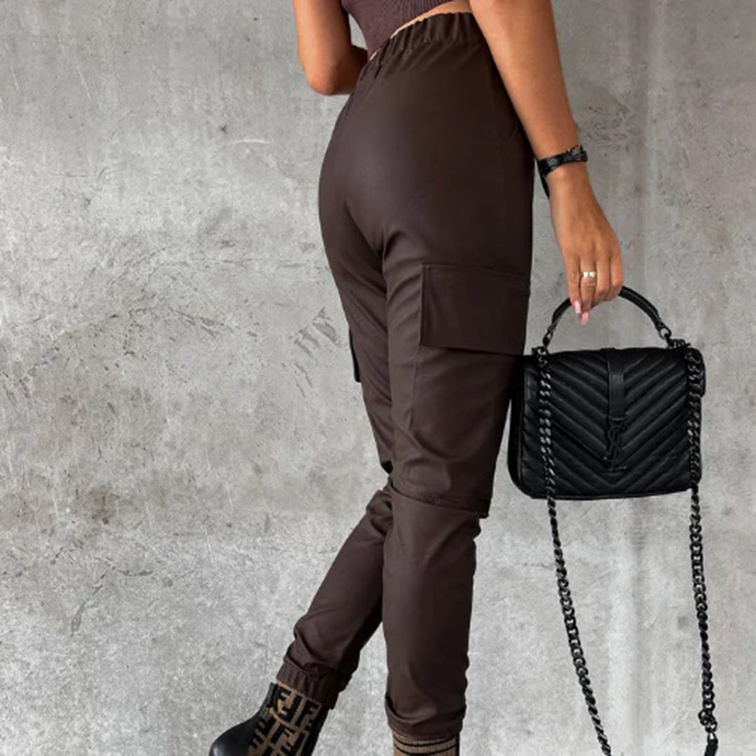 Pantalon en Cuir Taille Haute | Élégant & Polyvalent | Confort Chic
