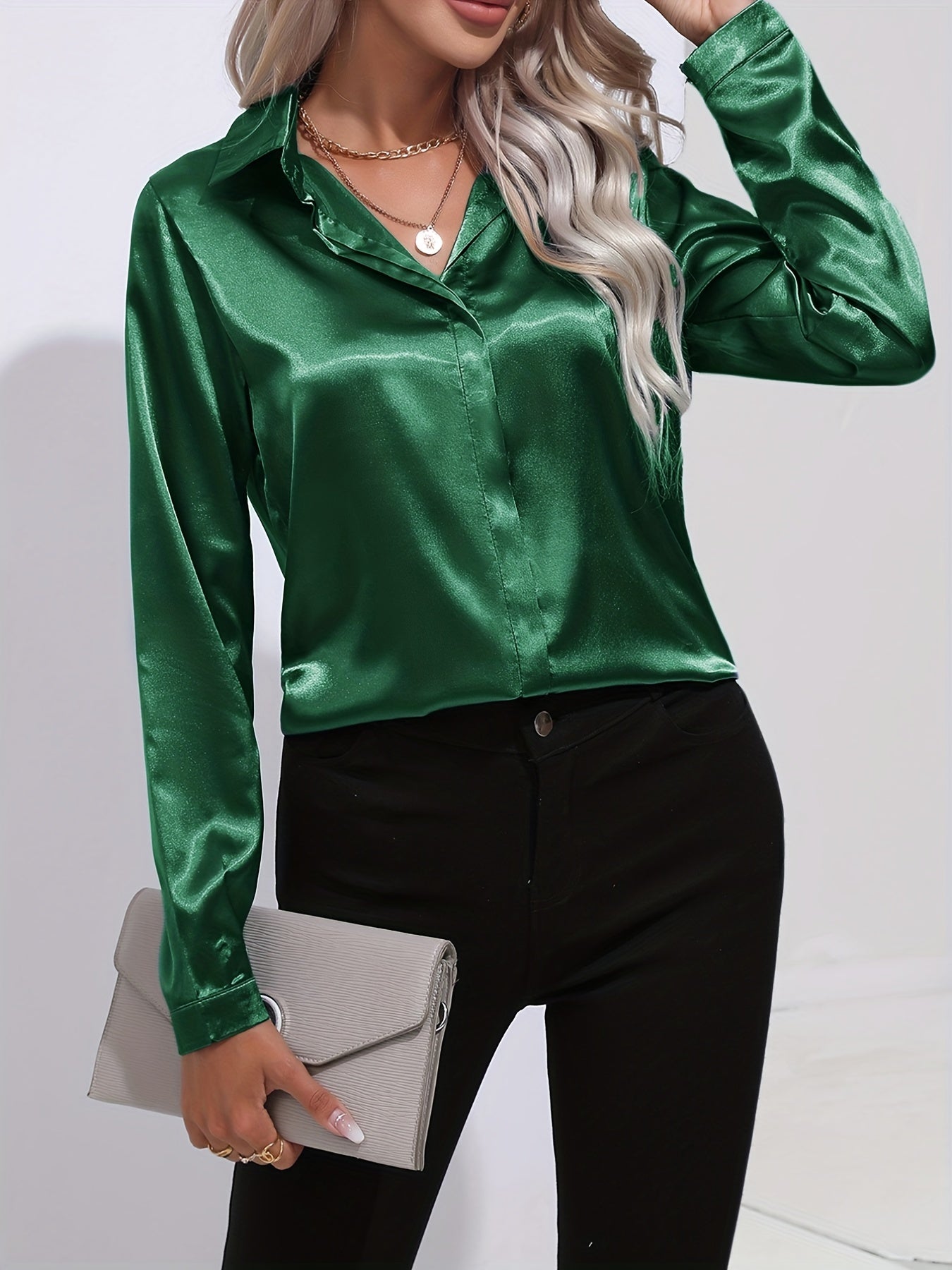Blouse Satinée Décontractée | Élégance & Confort | Style Polyvalent