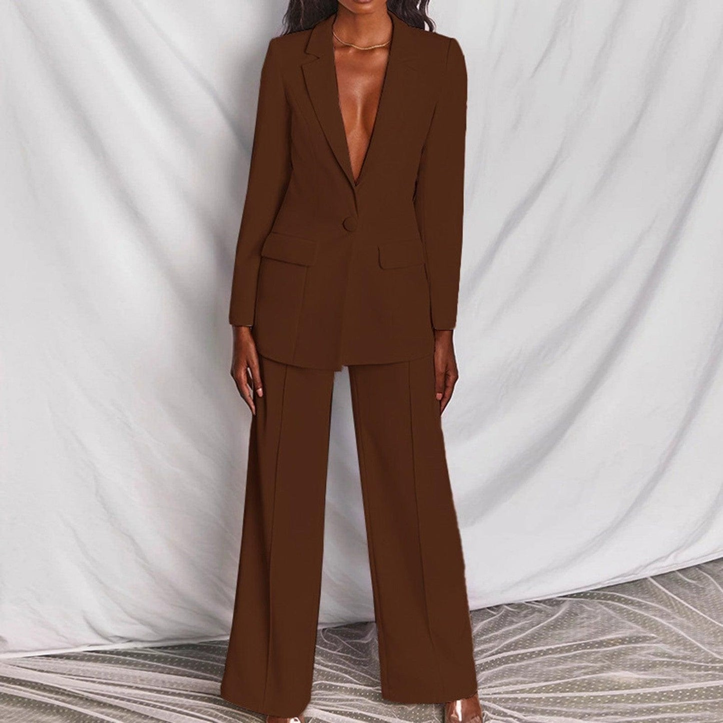 Ensemble Blazer Tailleur & Pantalon Large | Élégance & Confort | Style Intemporel