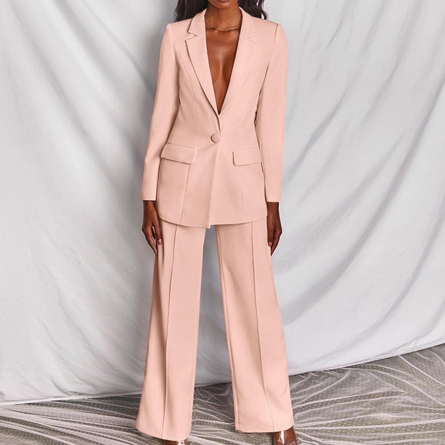 Ensemble Blazer Tailleur & Pantalon Large | Élégance & Confort | Style Intemporel