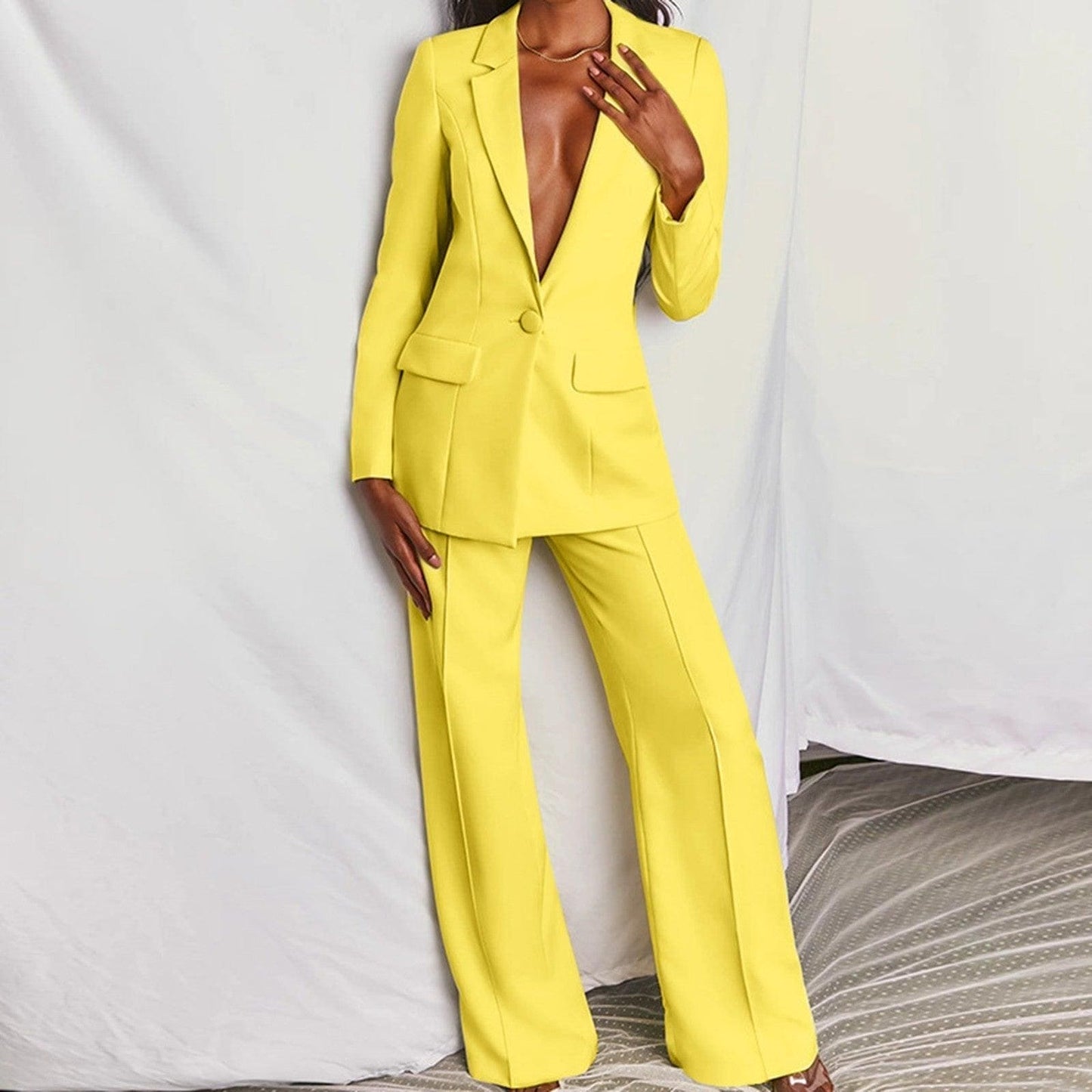 Ensemble Blazer Tailleur & Pantalon Large | Élégance & Confort | Style Intemporel